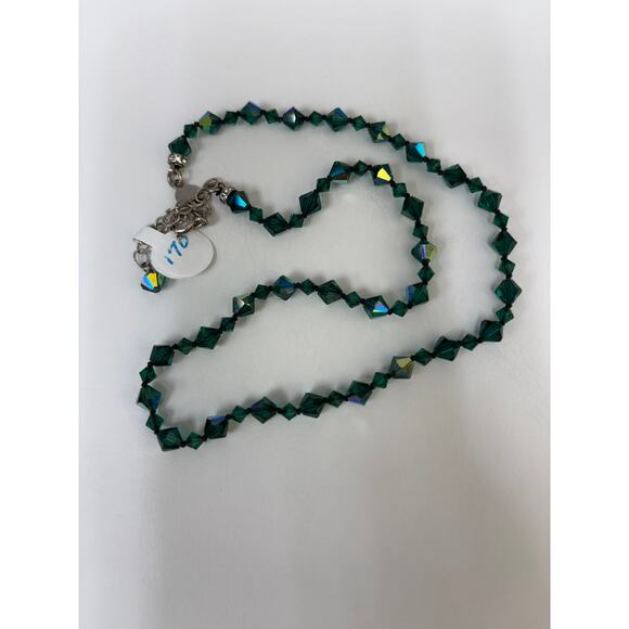 Lori Frantz-Koenig Green Austrian Crystal Faceted Bead Necklace 18" #65104 - Picture 5 of 5